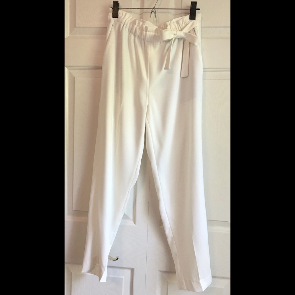 EXPRESS High Waisted Tie Waist Ankle Pant